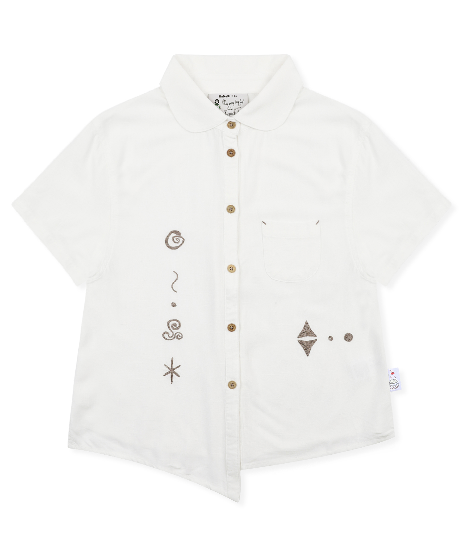Асимметричная рубашка WXTS013 с коротким рукавом (WHITE)