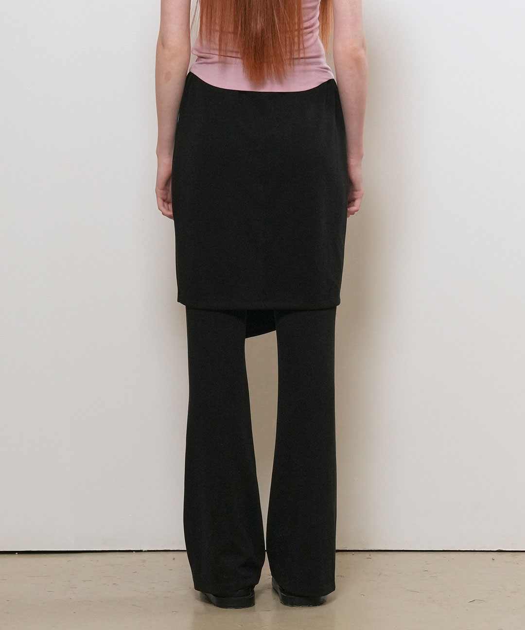 woman button slit skirt set pants [black]