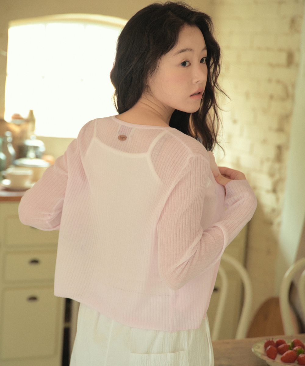 Summer See-Through Knit Cardigan_BABY PINK(WC25KN29)