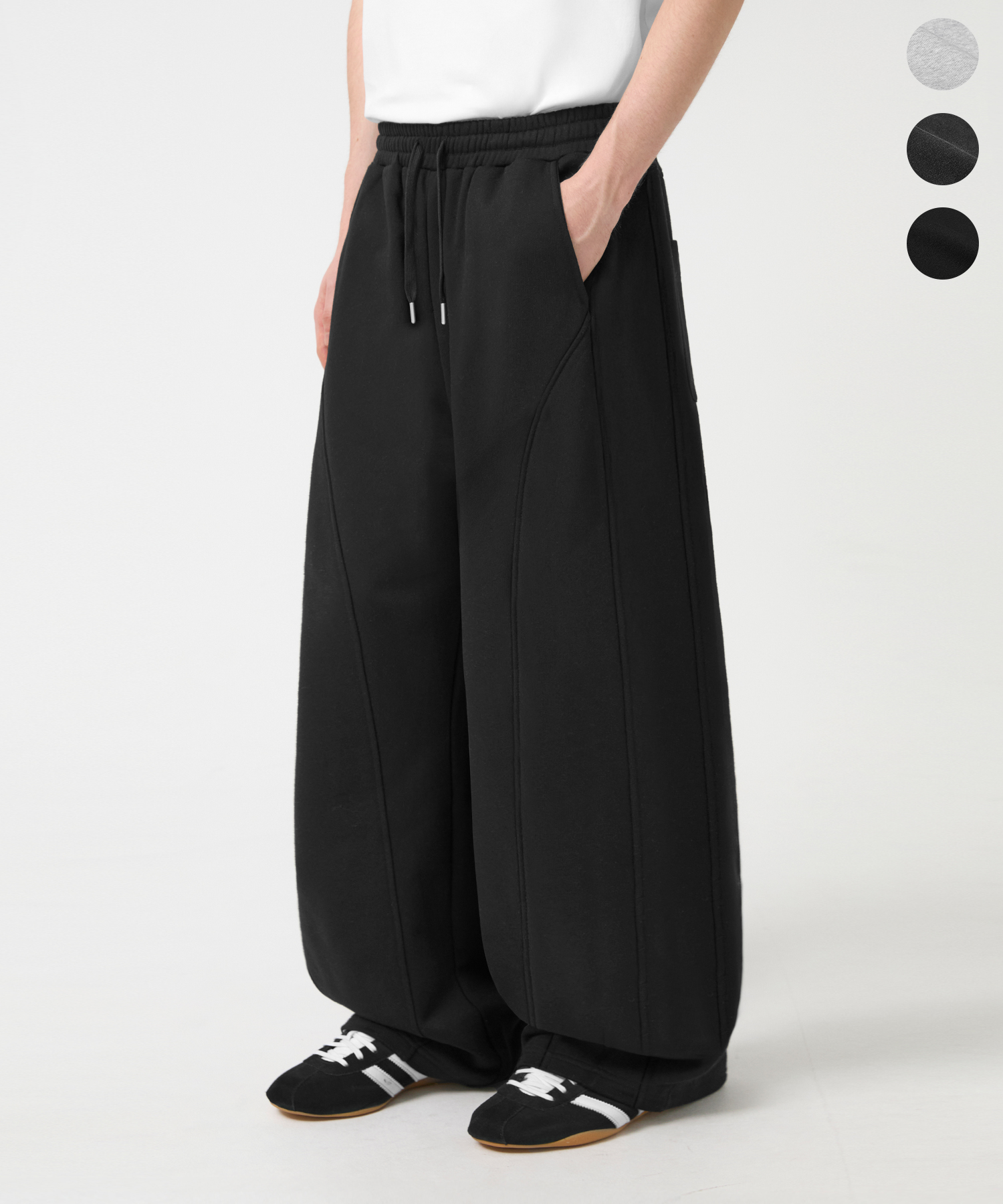 CURVED SICISION WIDE FIT SWEAT PANTS_3color