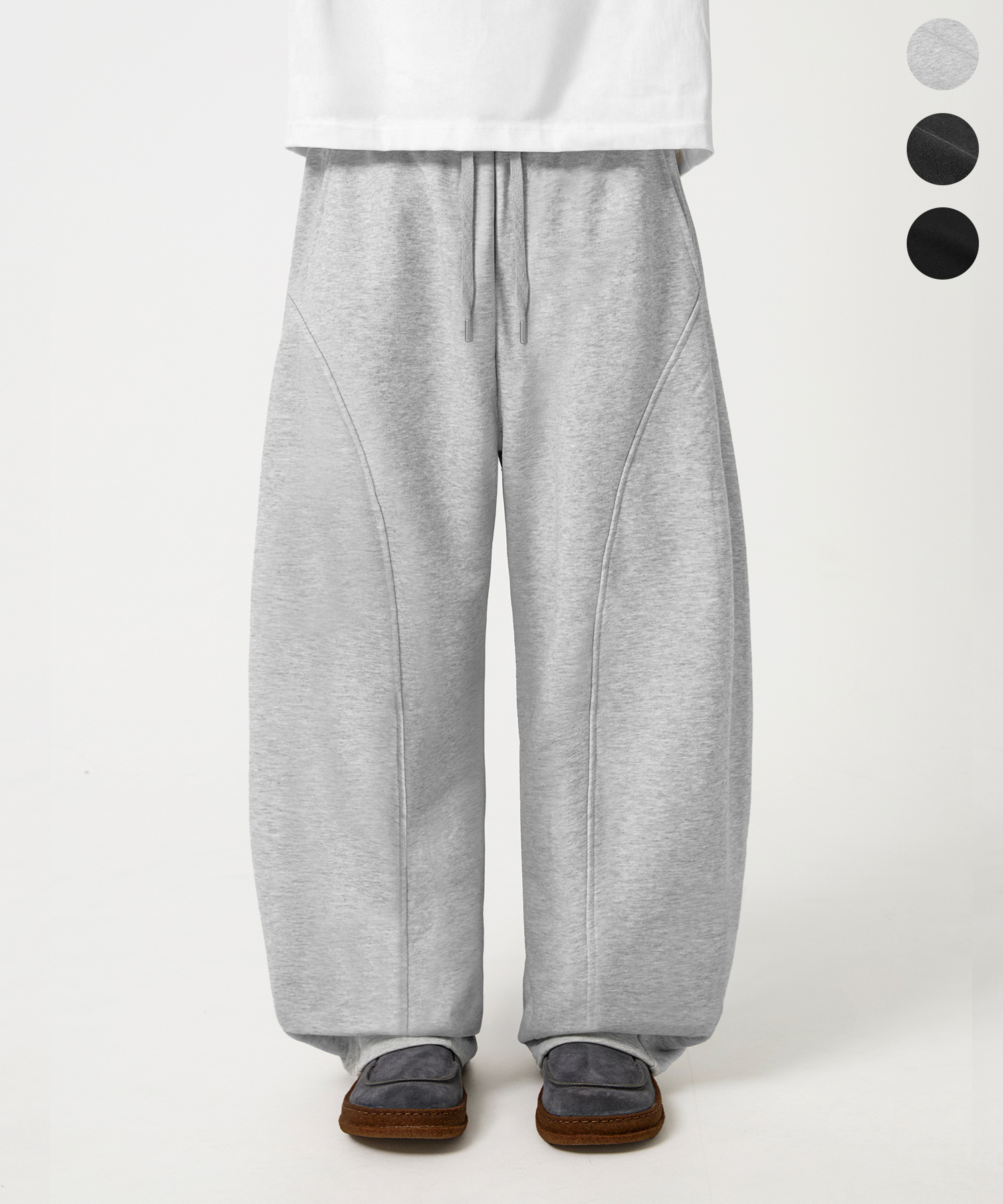 CURVED SICISION WIDE FIT SWEAT PANTS_3color