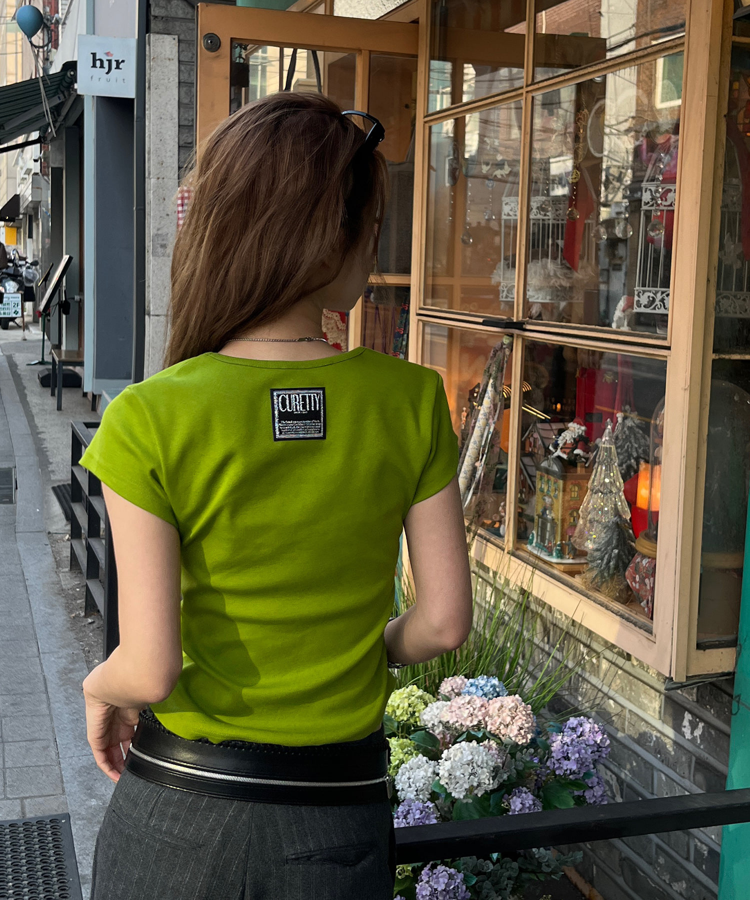 C 90S LINE V-NECK HALF-SLEEVE T-SHIRT_OLIVE