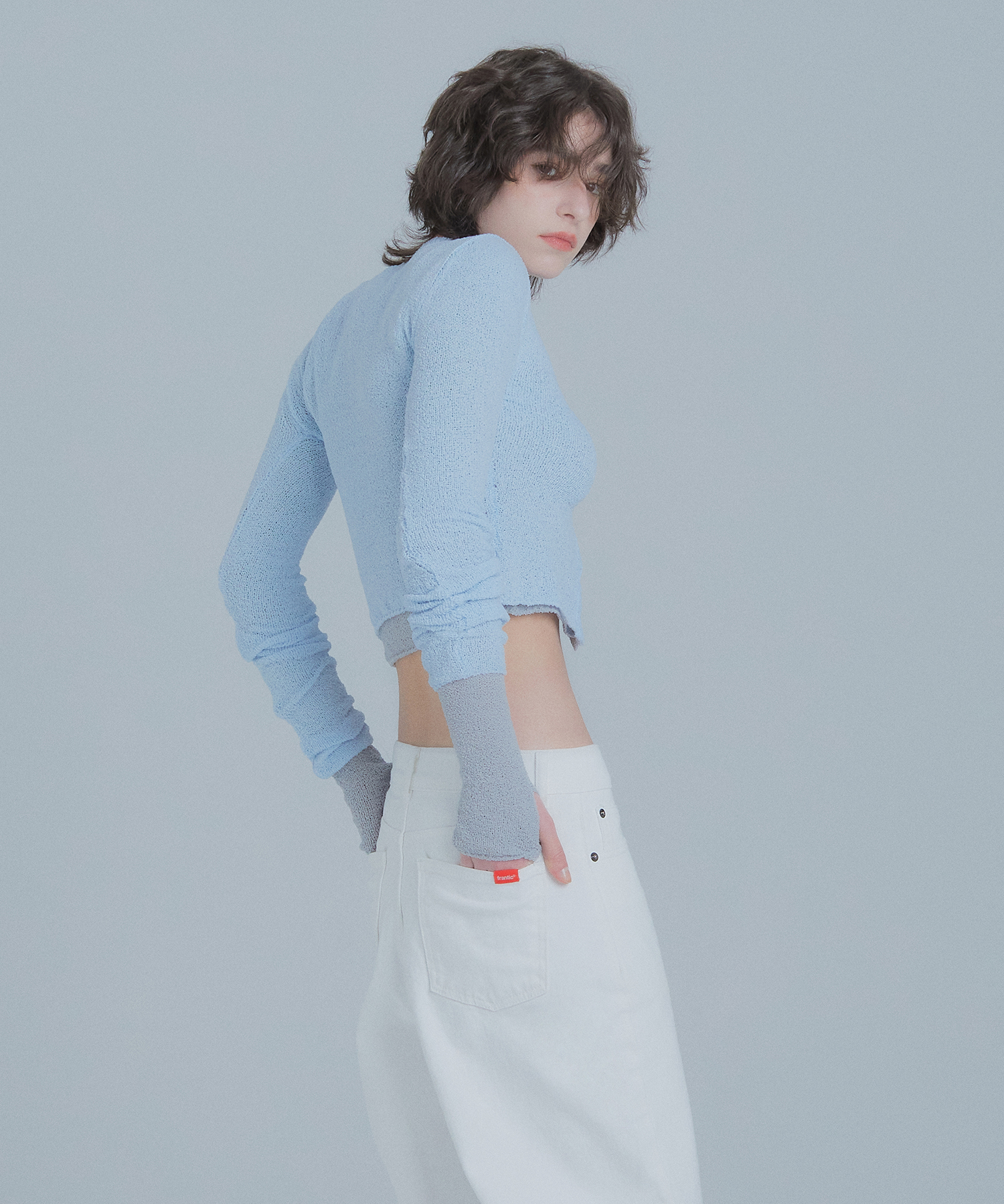 Slim-fit sparse cardigan - Skyсиний
