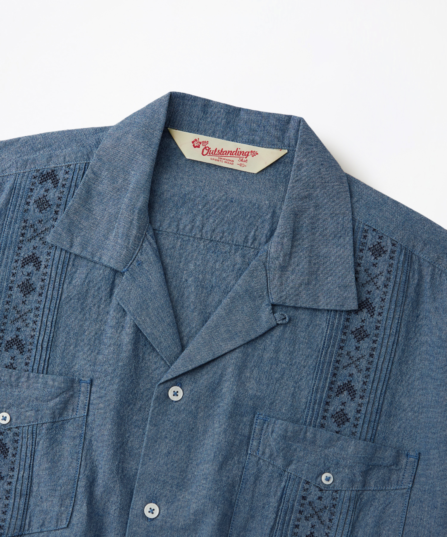 GUAYABERA CUBA EMD HALF SHIRT_L.BLUE