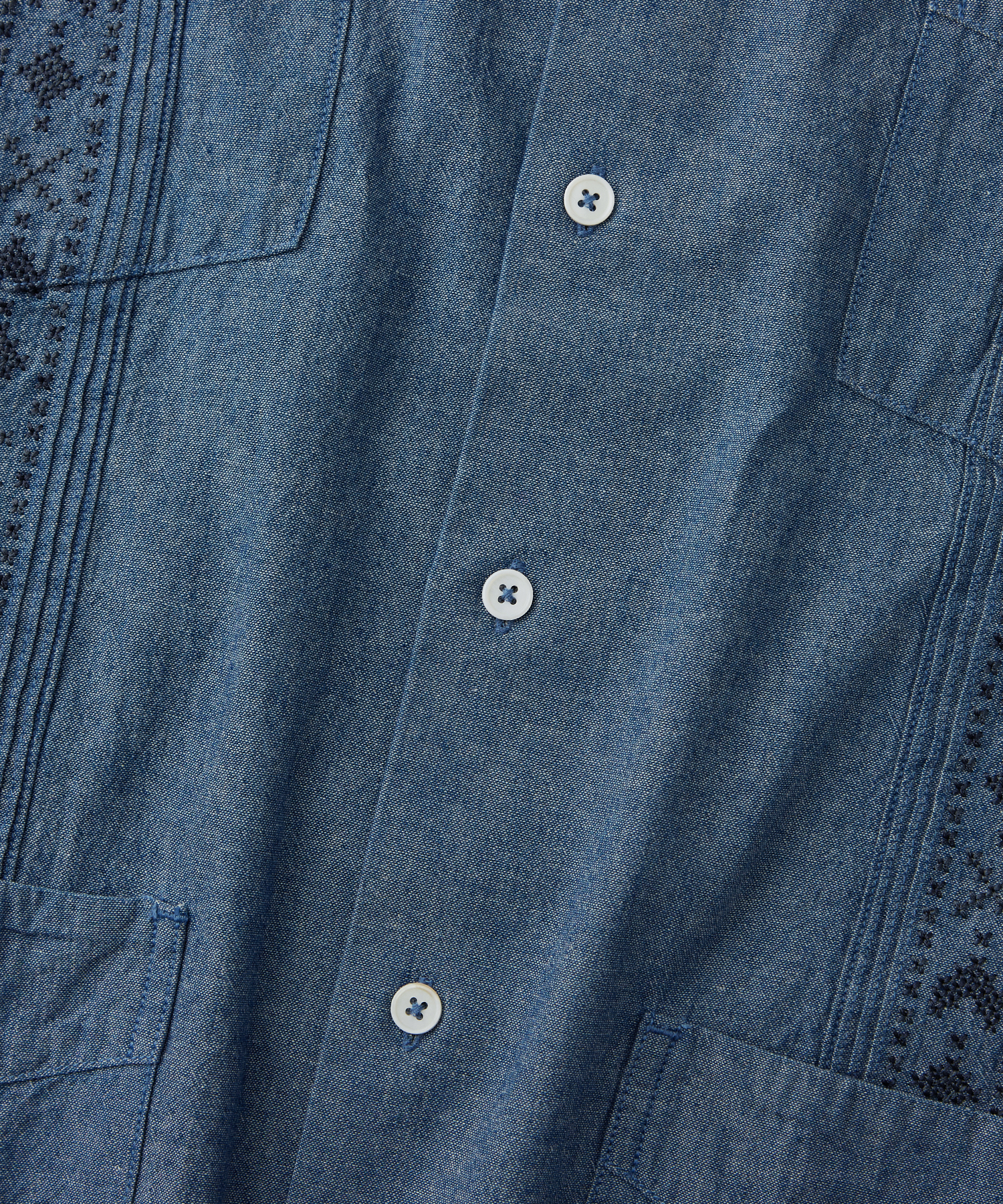 GUAYABERA CUBA EMD HALF SHIRT_L.BLUE