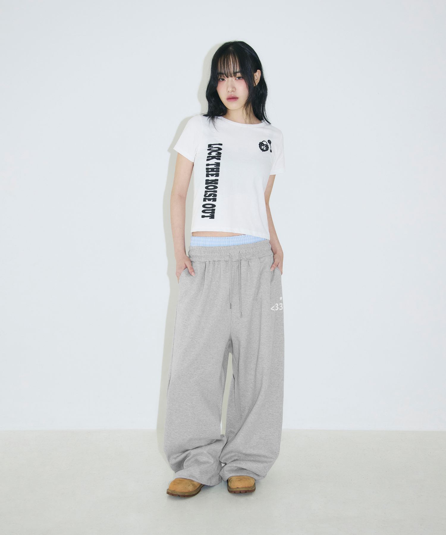 Love Emoji Check Layered спортивные брюки [Grey]