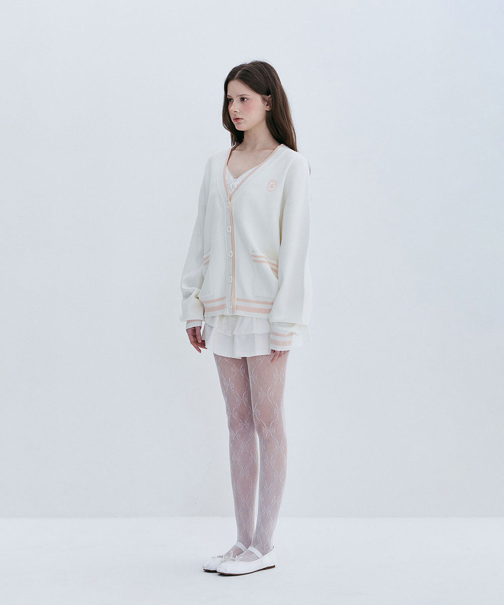PREPPY LINE CARDIGAN - PINK