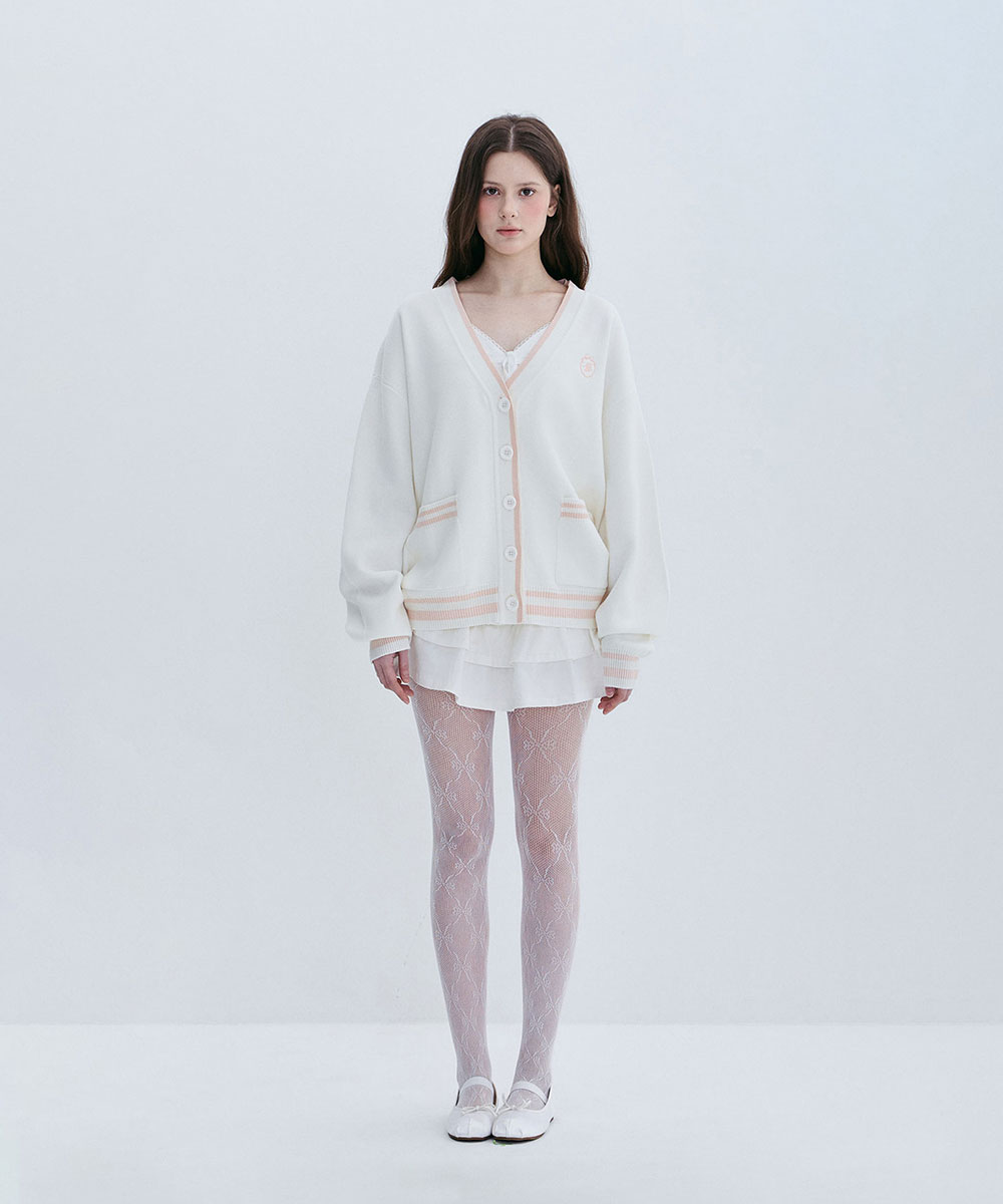 PREPPY LINE CARDIGAN - PINK