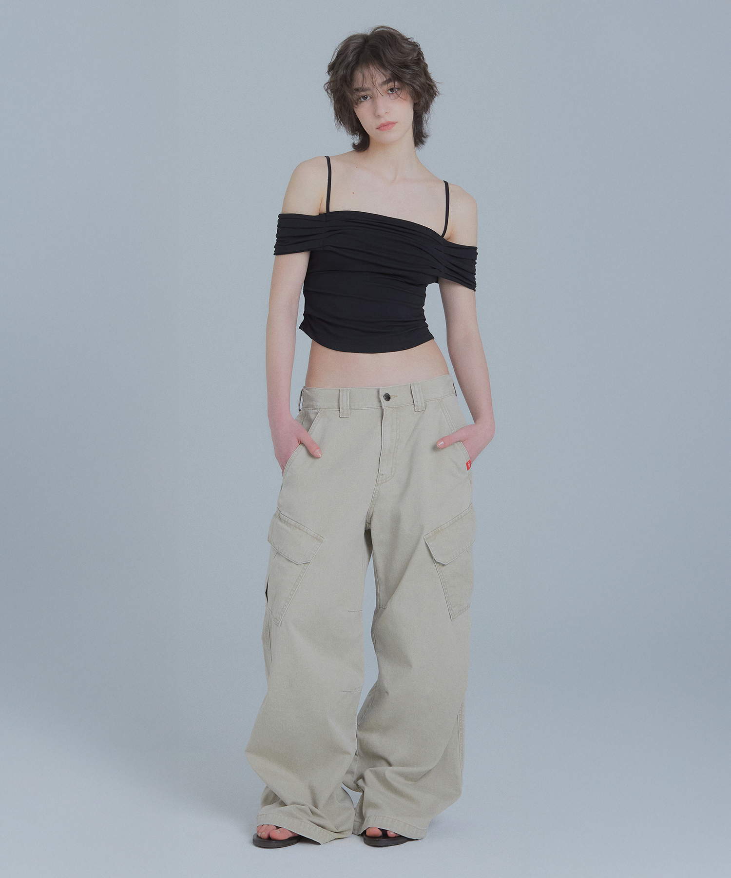 Cargo wide-leg utility штаны - Beige