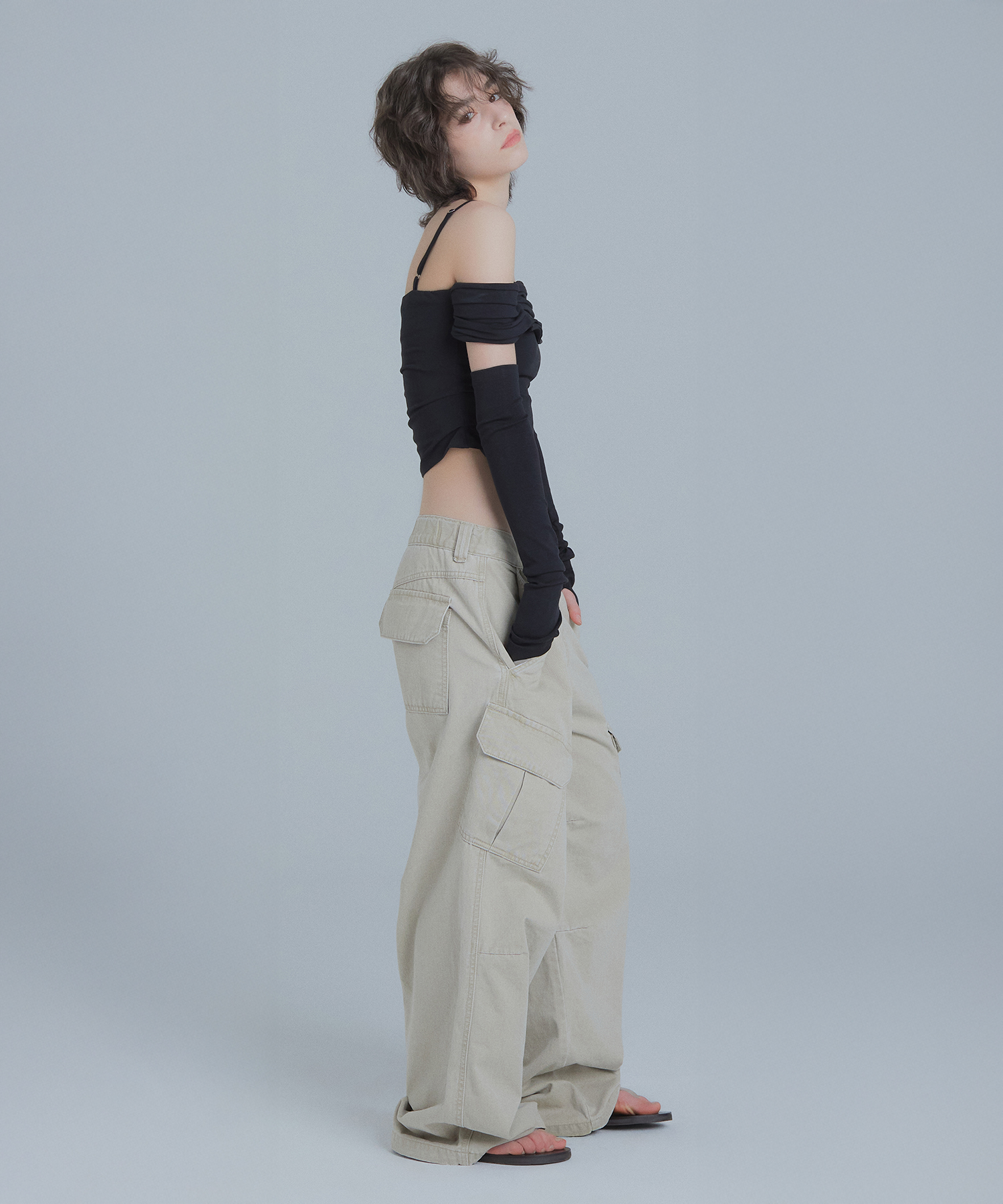 Cargo wide-leg utility штаны - Beige