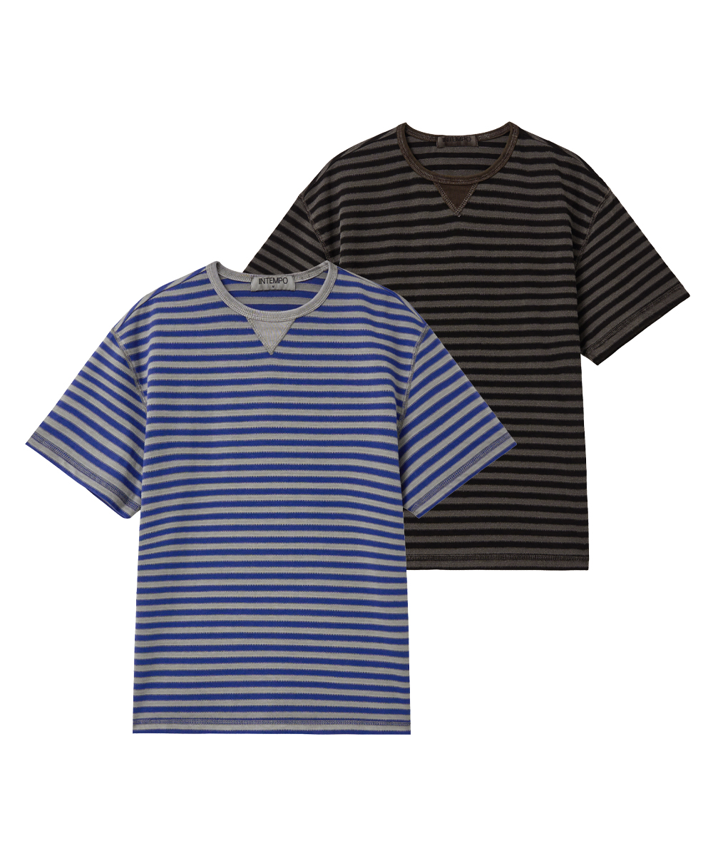 Ocean Stripe Pig Crop T-рубашка : 2colors