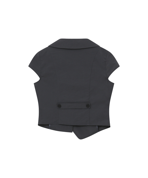 MUSINSA公式 | MISEKI SEOUL Crop round collar jacket CHARCOAL