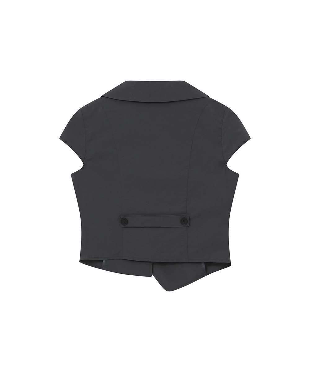 Crop round collar jacket CHARCOAL