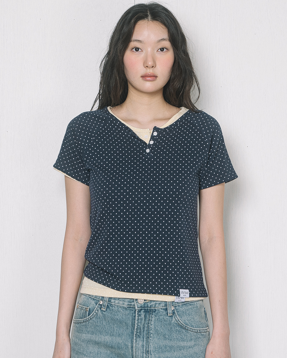 RIB HENLEY NECK S/S TEE(10COLOR)