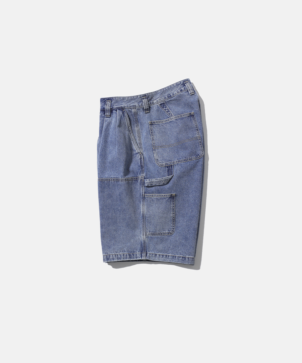 [SS26] WIDE CARPENTER DENIM SHORTS / FADED INDIGO