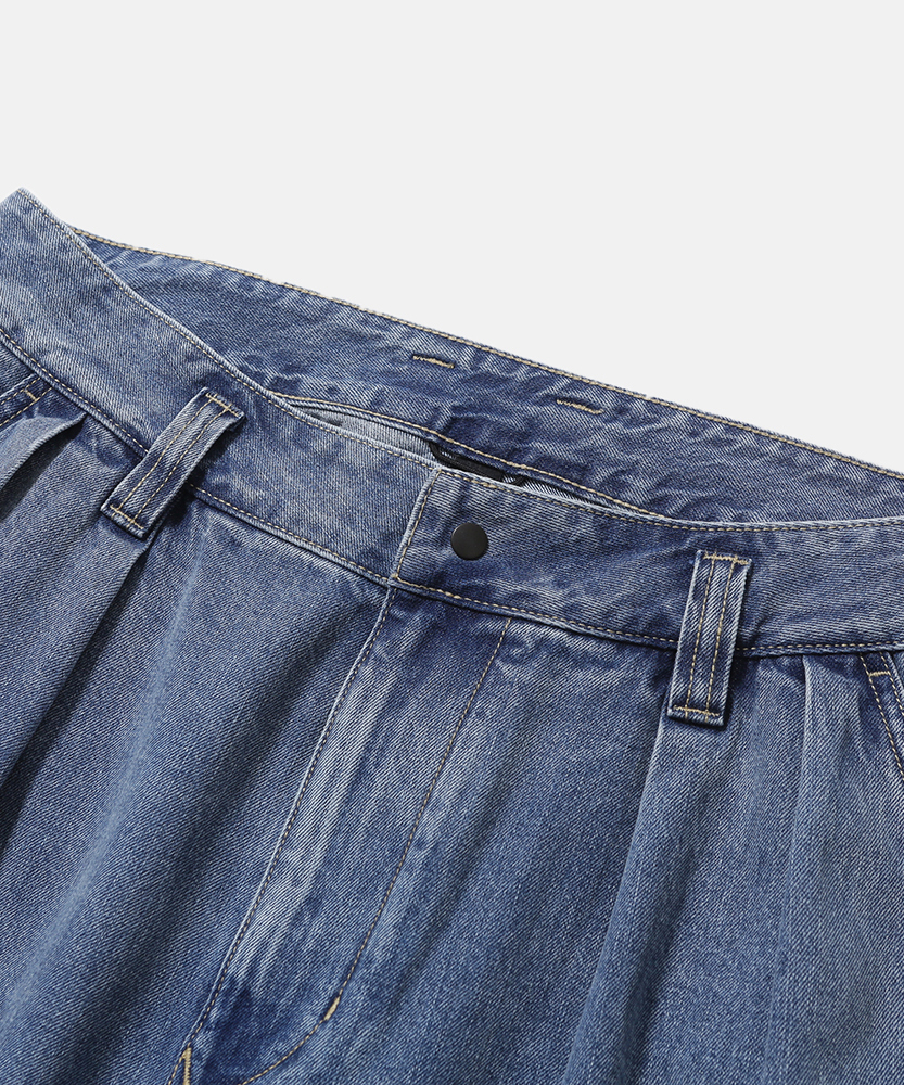 [SS26] WIDE CARPENTER DENIM SHORTS / FADED INDIGO