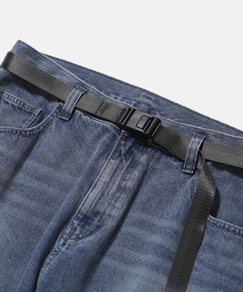 [SS26] WIDE 6P BELTED DENIM PANTS / WASHED INDIGO