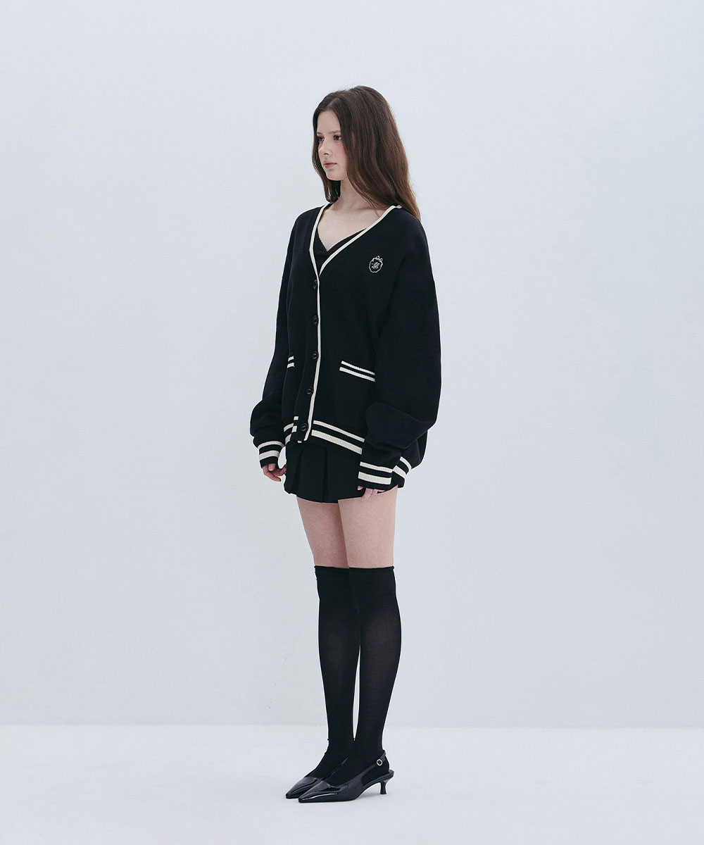 PREPPY LINE CARDIGAN - BLACK
