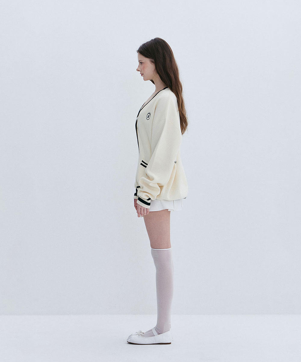 PREPPY LINE CARDIGAN - CREAM