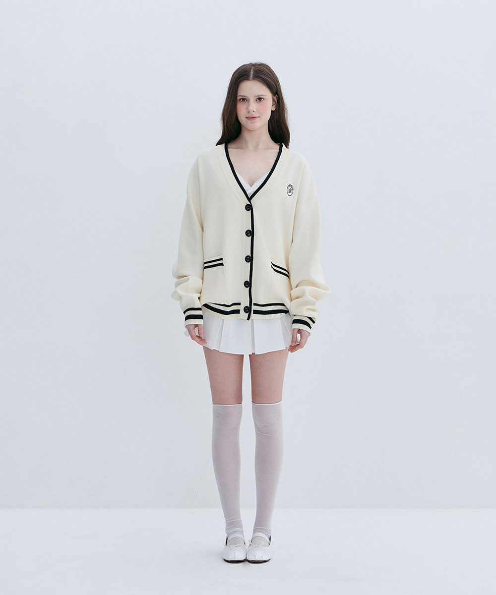 PREPPY LINE CARDIGAN - CREAM