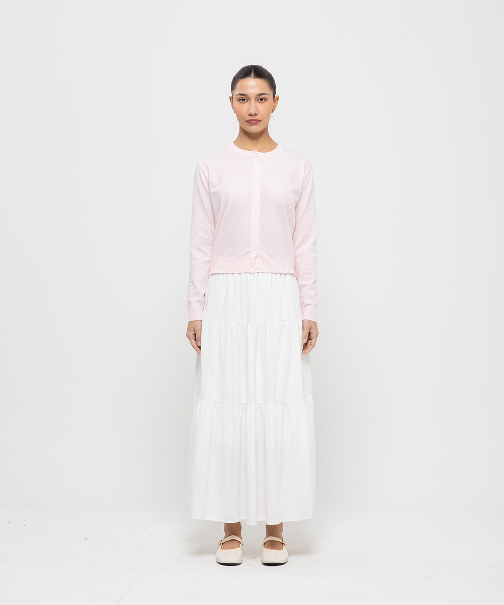 Womens standard round neck cardigan [light pink]