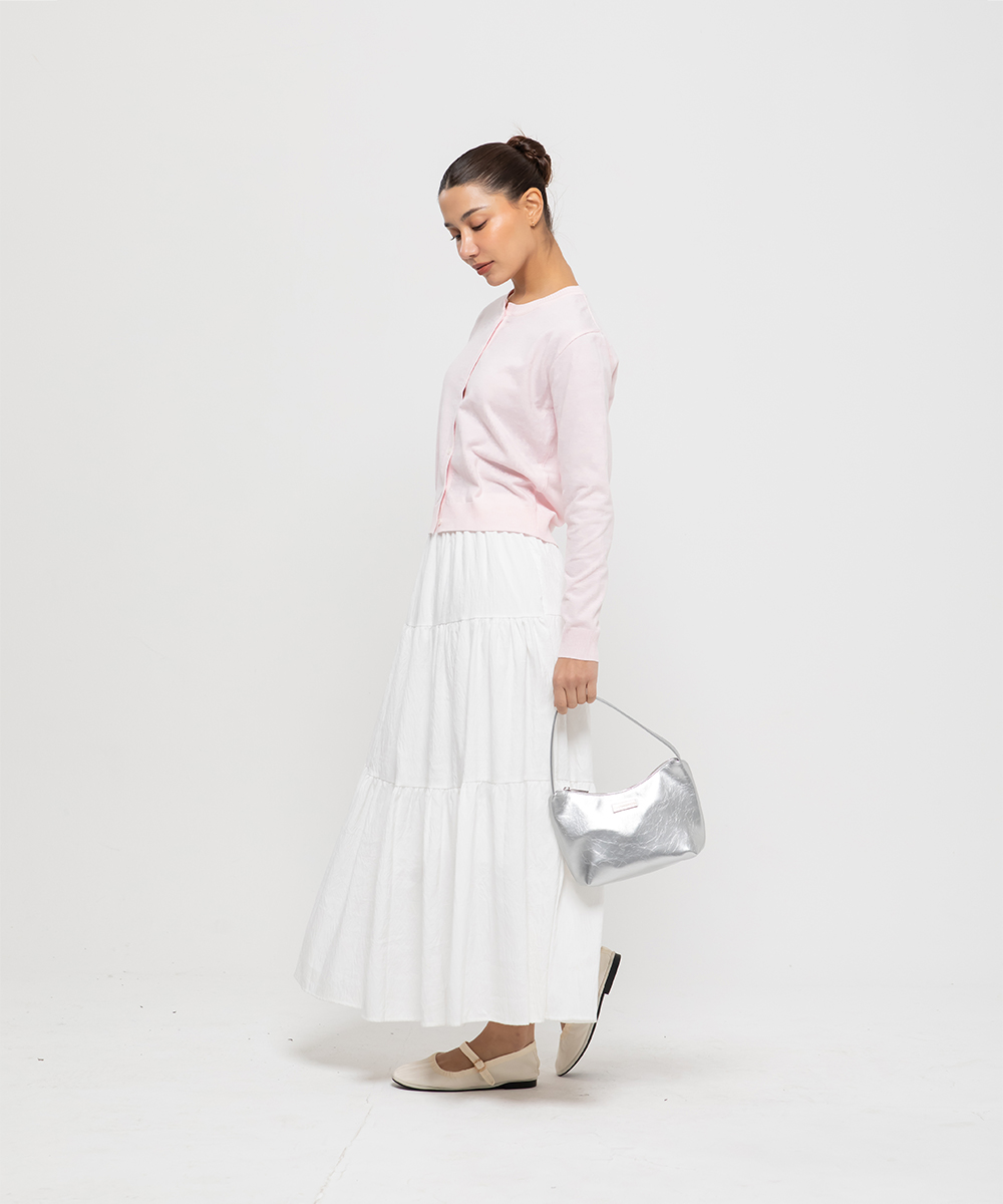 Womens standard round neck cardigan [light pink]