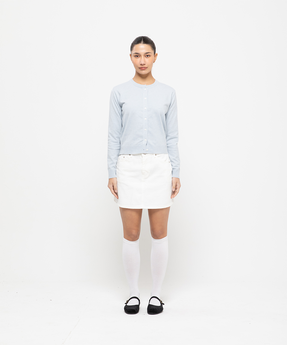 Womens standard round neck cardigan [light blue]