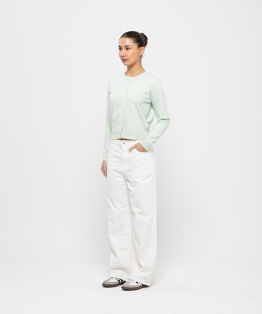 Womens standard round neck cardigan [light mint]