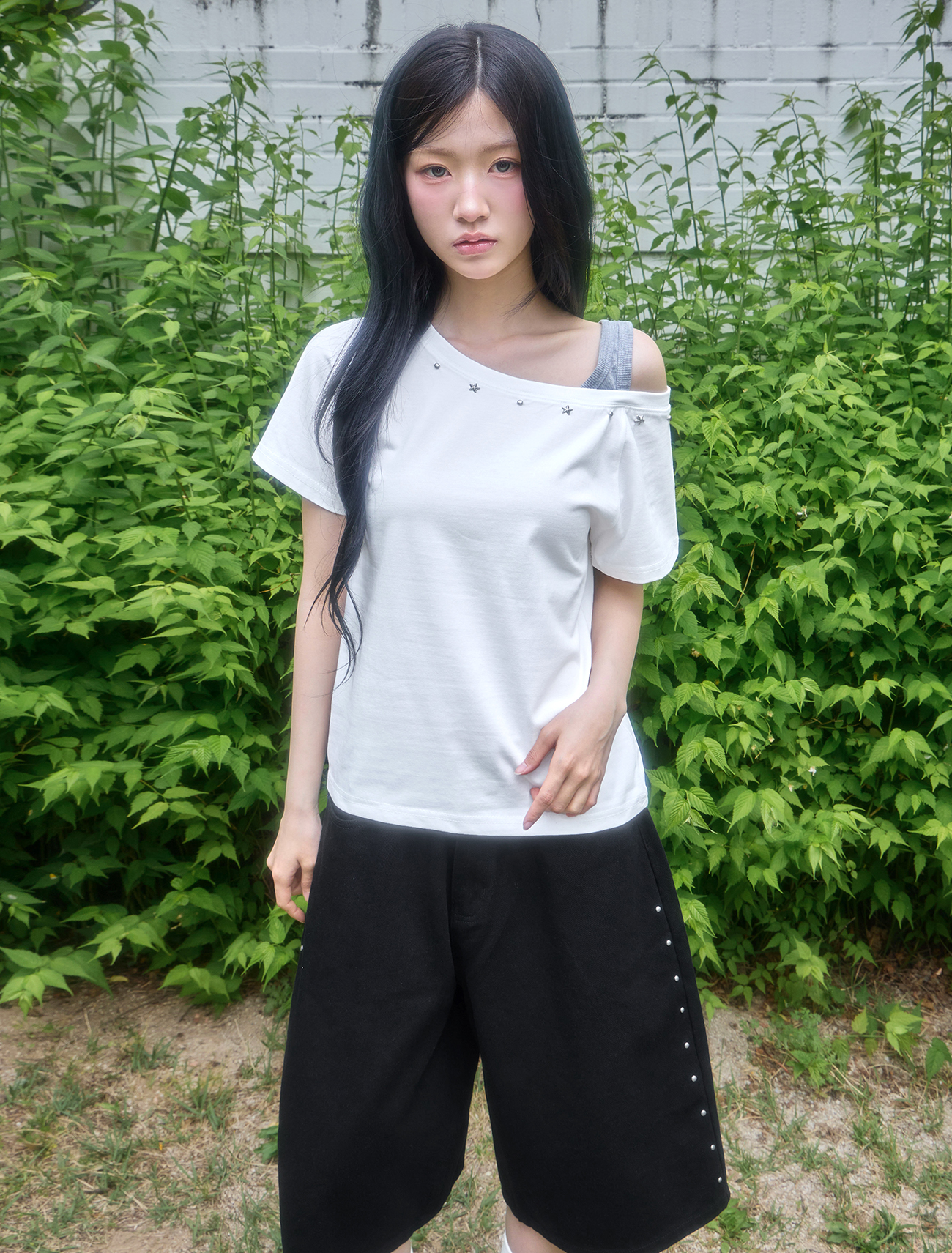Stud one-off свободного кроя футболка Ivory