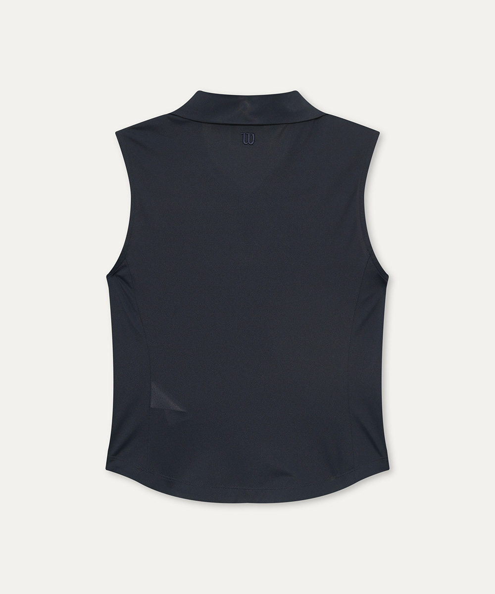 Приталенная футболка-поло без рукавов W (3color)