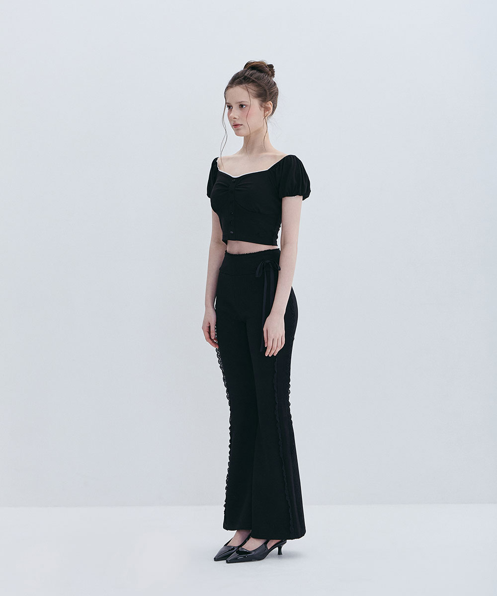 CONTOUR LINE RIBBON PANTS - BLACK
