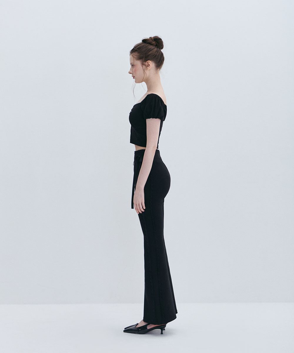 CONTOUR LINE RIBBON PANTS - BLACK