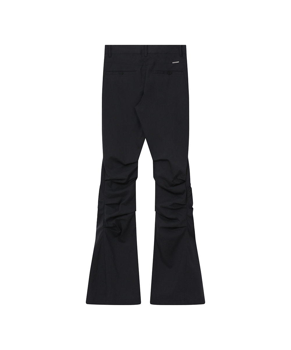 Shirring pocket bootscut pants BLACK