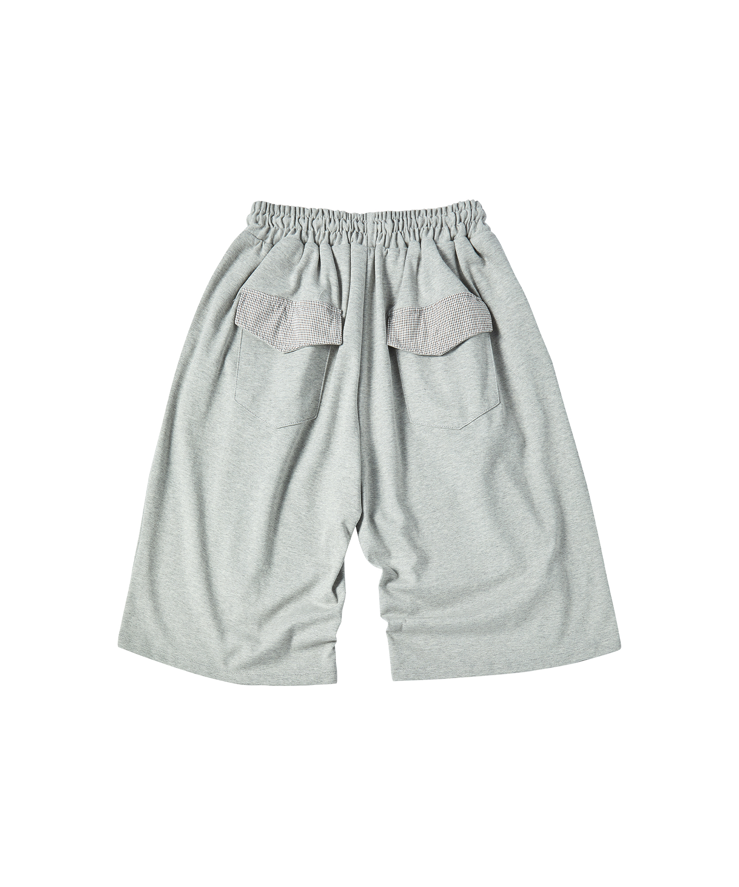 CHECK POCKET SWEAT SHORTS [GRAY]