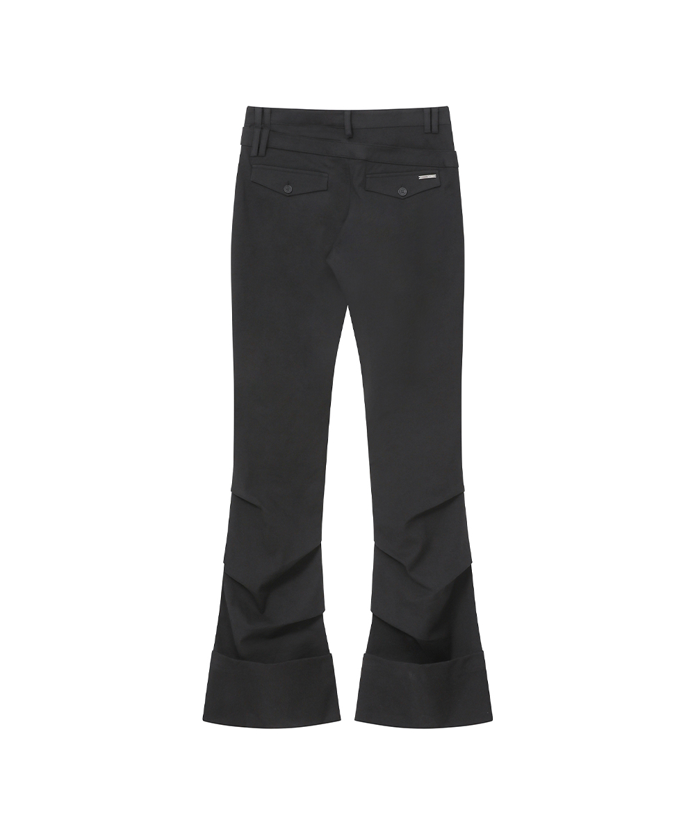 Line layered folding pants BLACK