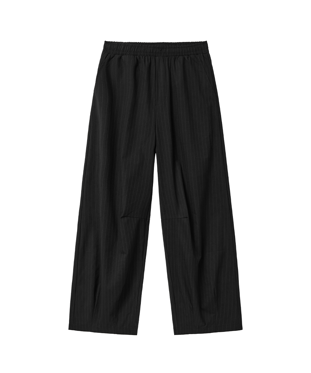 Banding Stripe Curved Slacks_Black