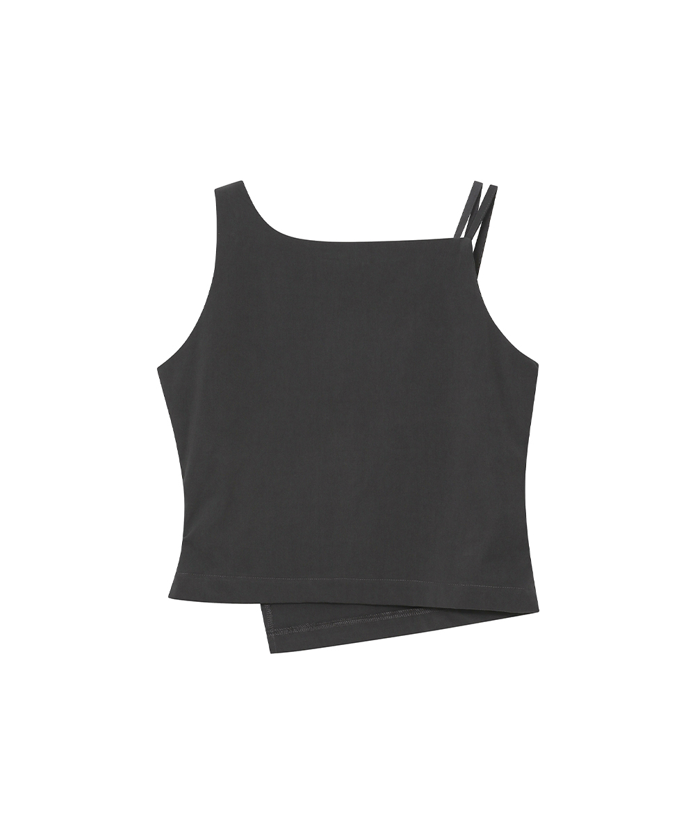 Layered button sleeveless CHARCOAL