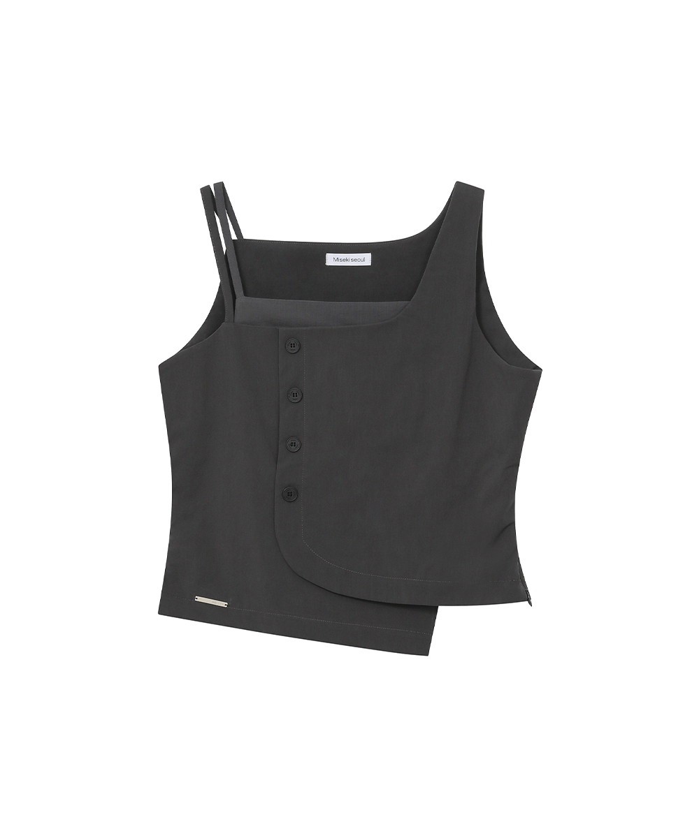 Layered button sleeveless CHARCOAL