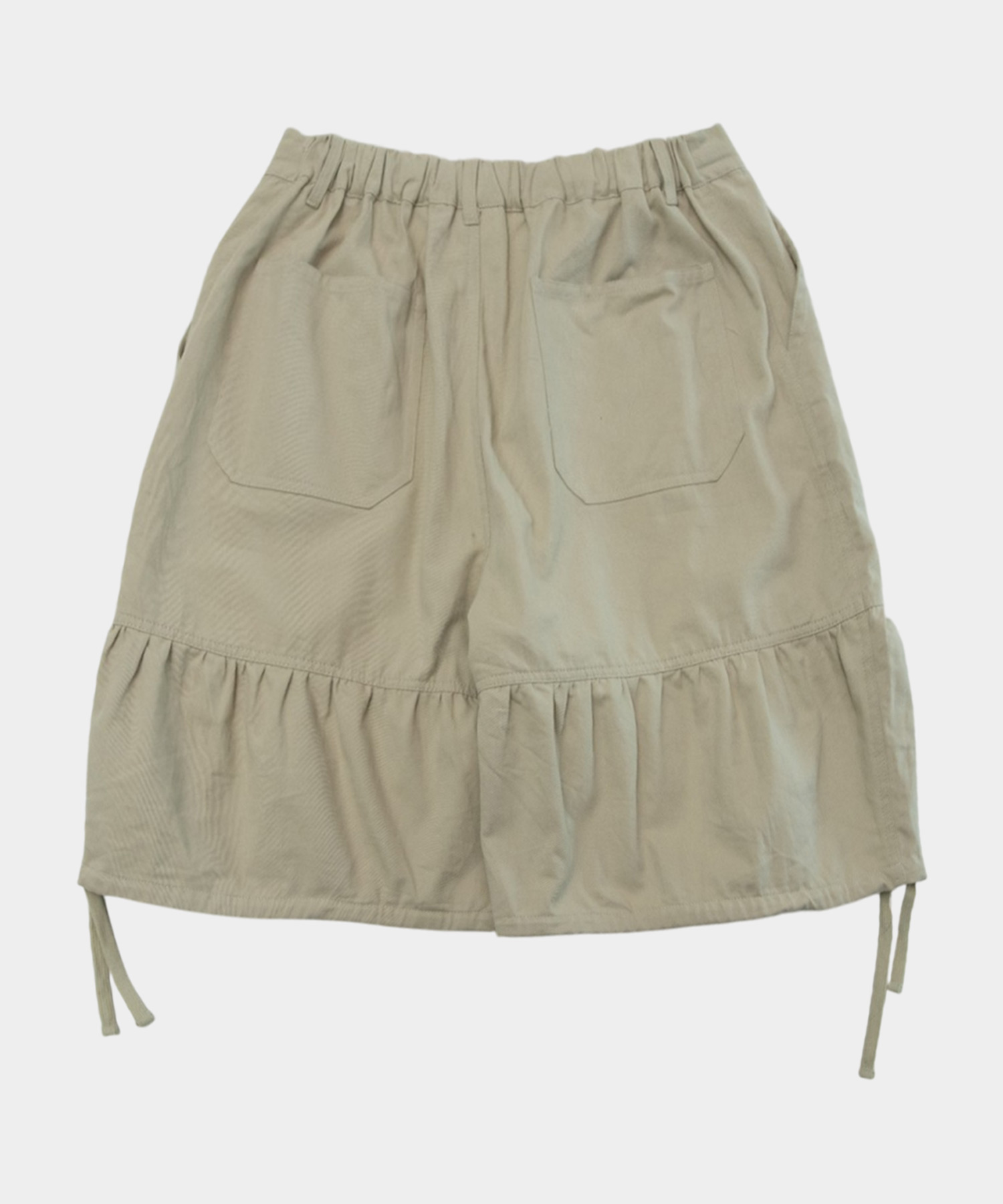 Широкие хлопковые шорты миди с оборками [Beige]