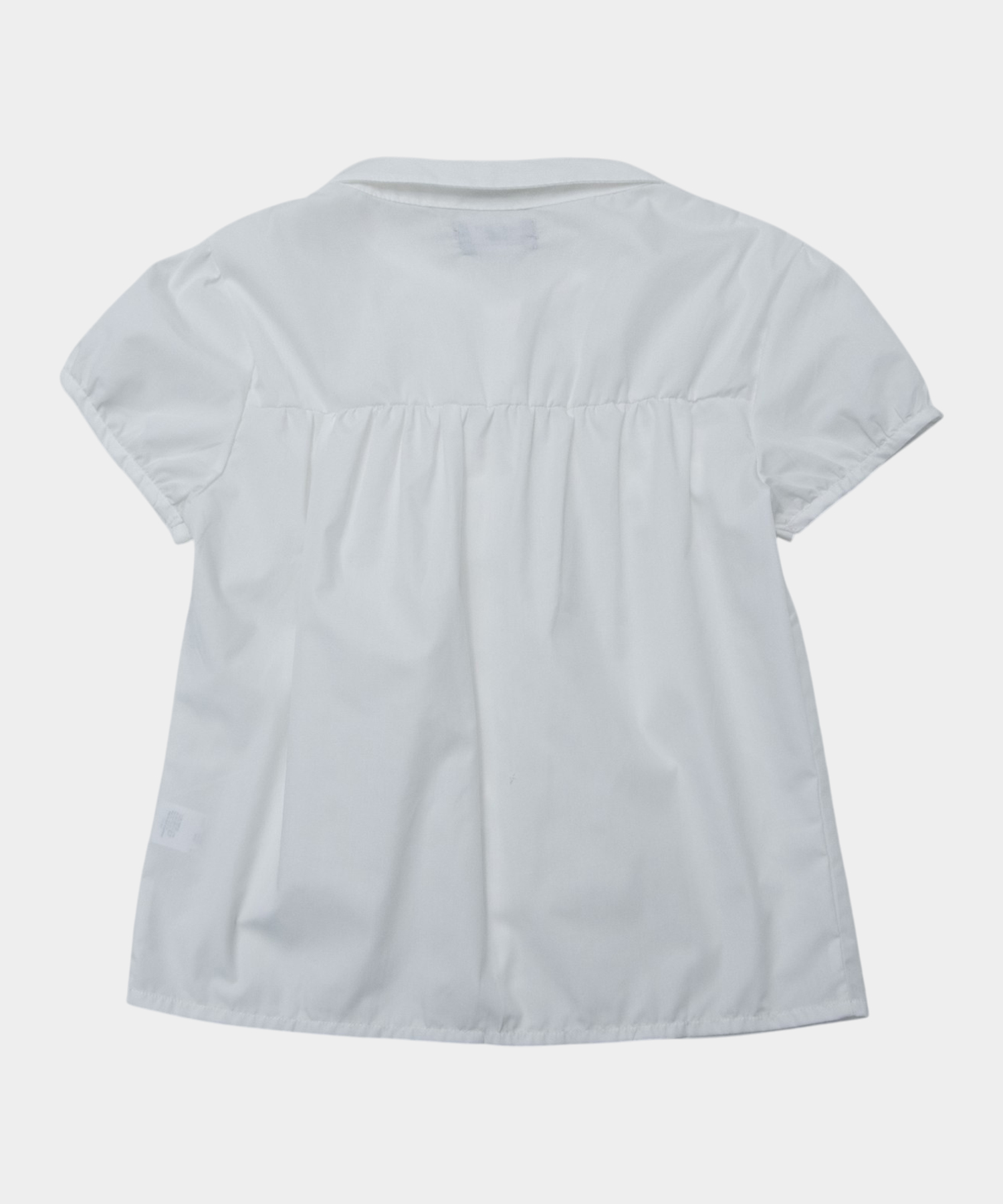 Блузка с коротким рукавом-фонариком и двойными рюшами [WHITE]