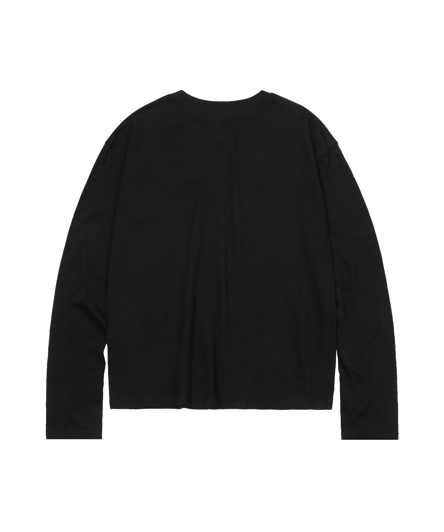 Cross Slub Henley Neck Black