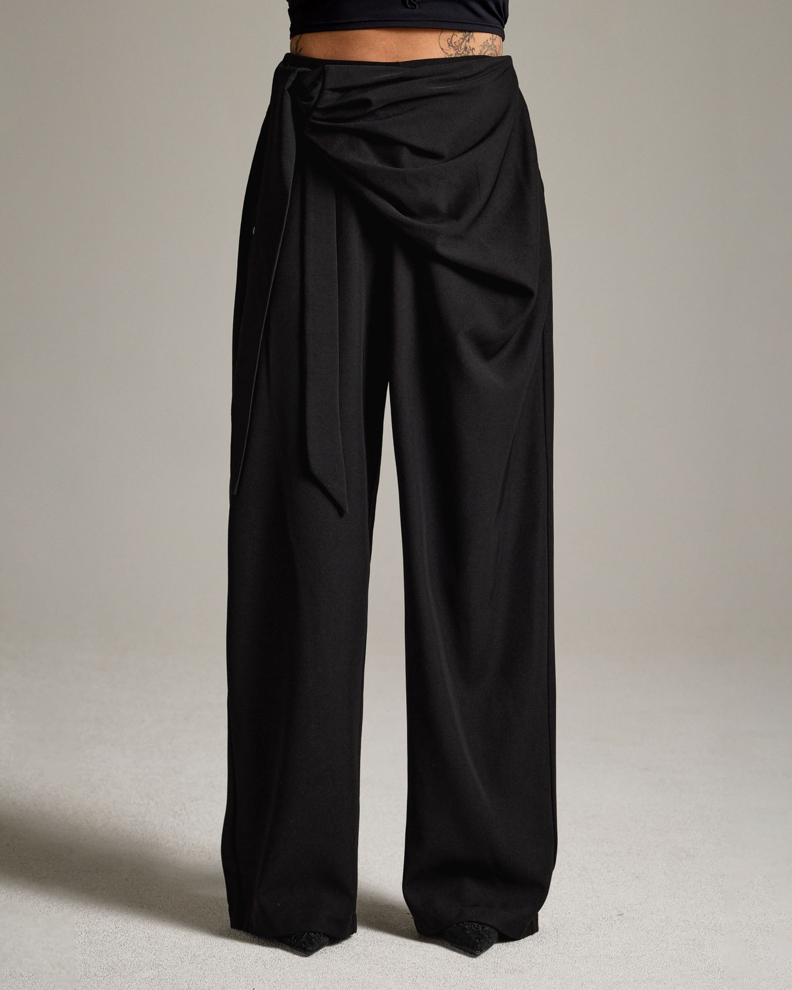 CS DRAPE WRAP SLACKS-069 (BLACK)