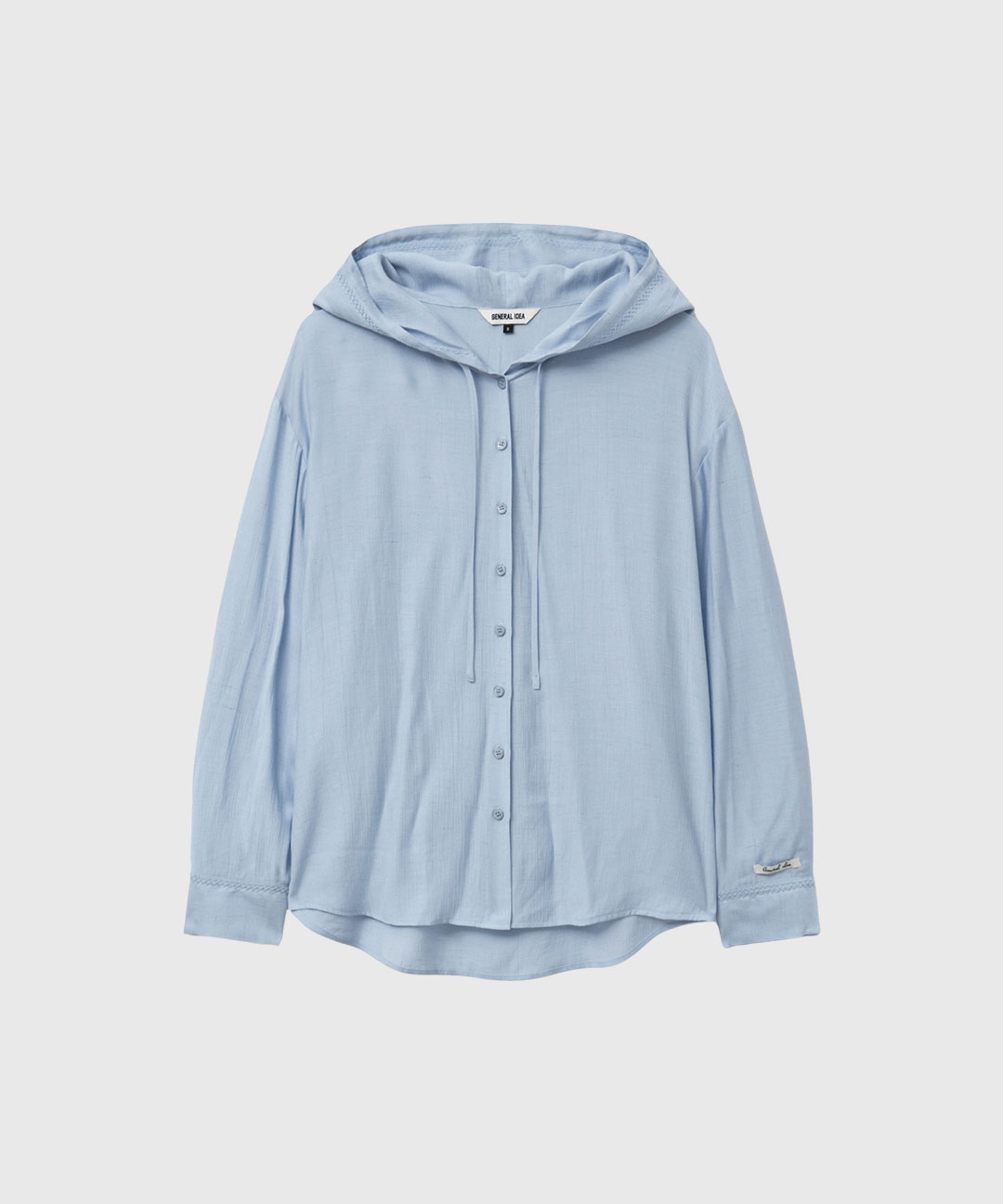 woman loose-fit wrinkle hoodied shirt [sky blue]
