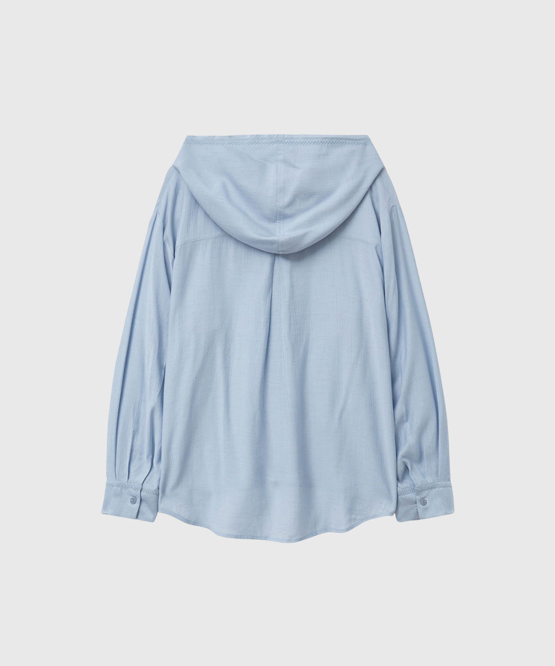woman loose-fit wrinkle hoodied shirt [sky blue]