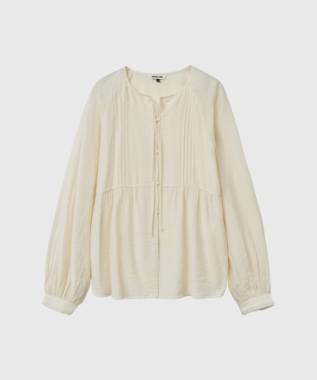 woman loose fit raglan pin tuck blouse [ivory]