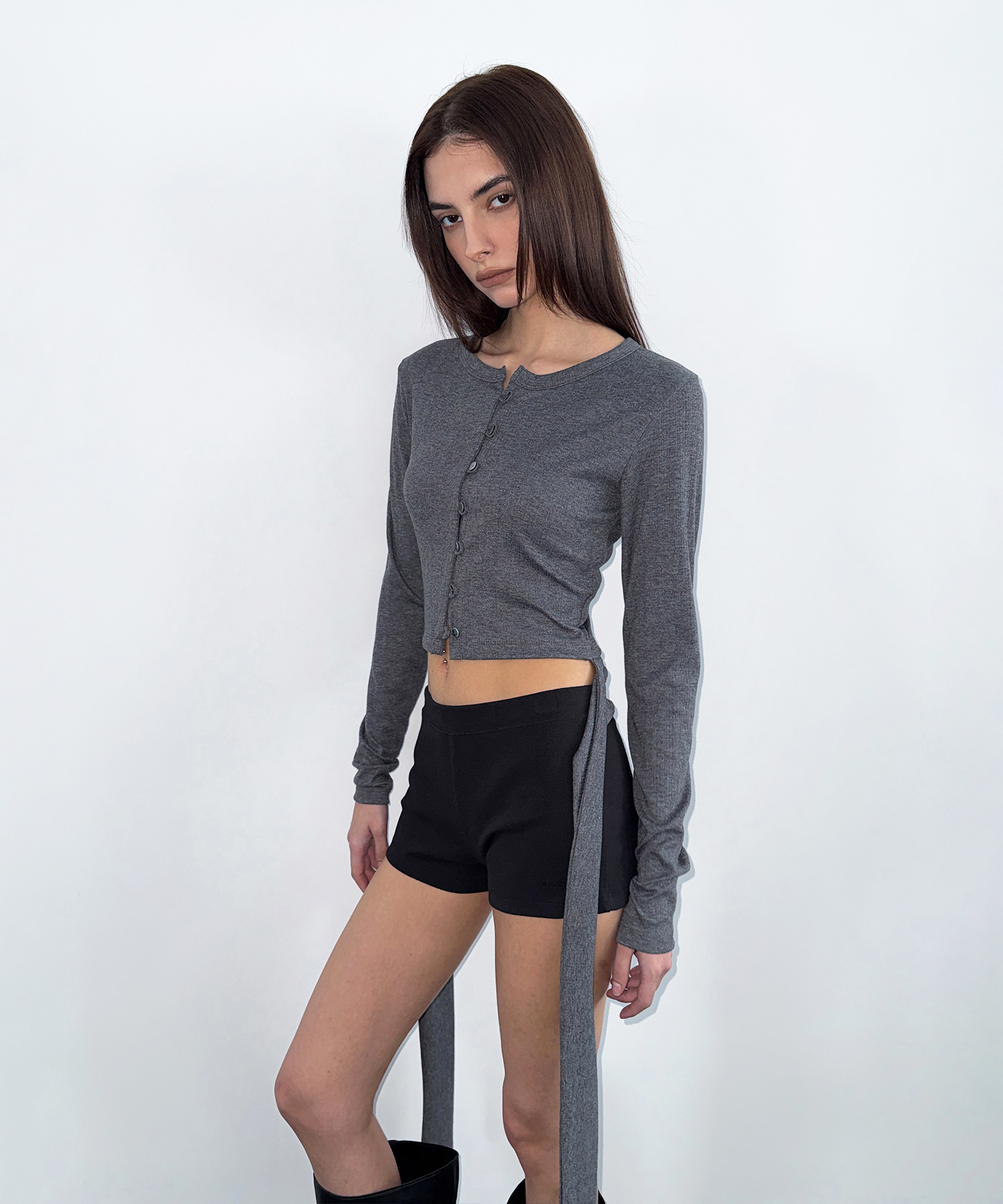 Strap Summer Cardigan_Charcoal