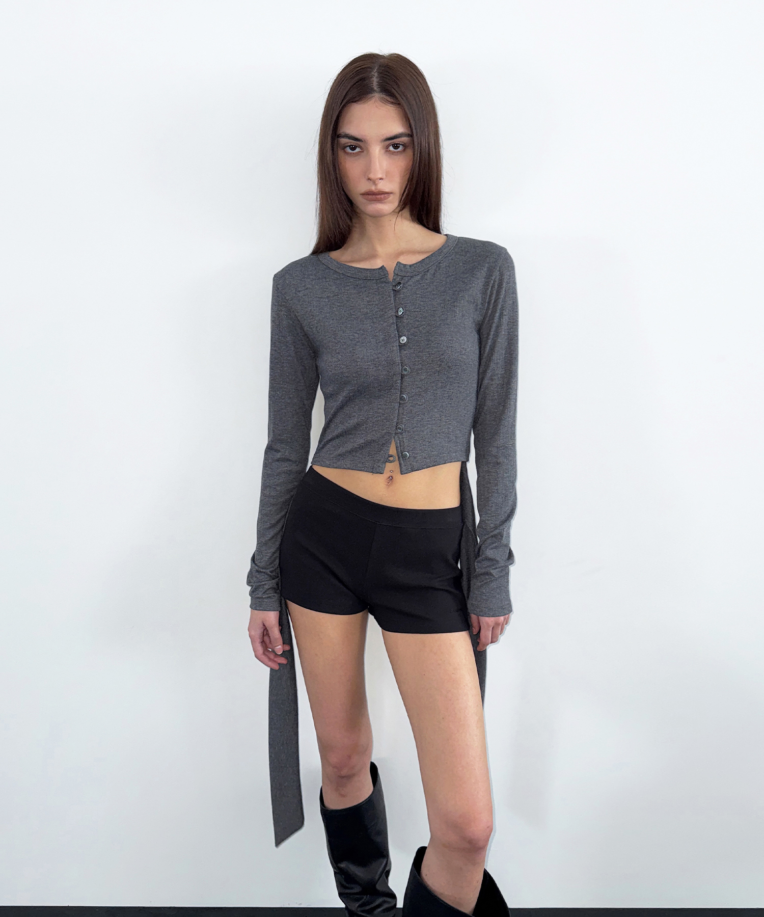 Strap Summer Cardigan_Charcoal