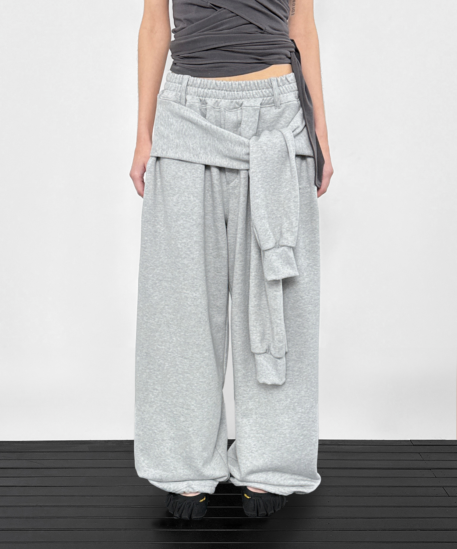 Tied sweat pants_Melange grey