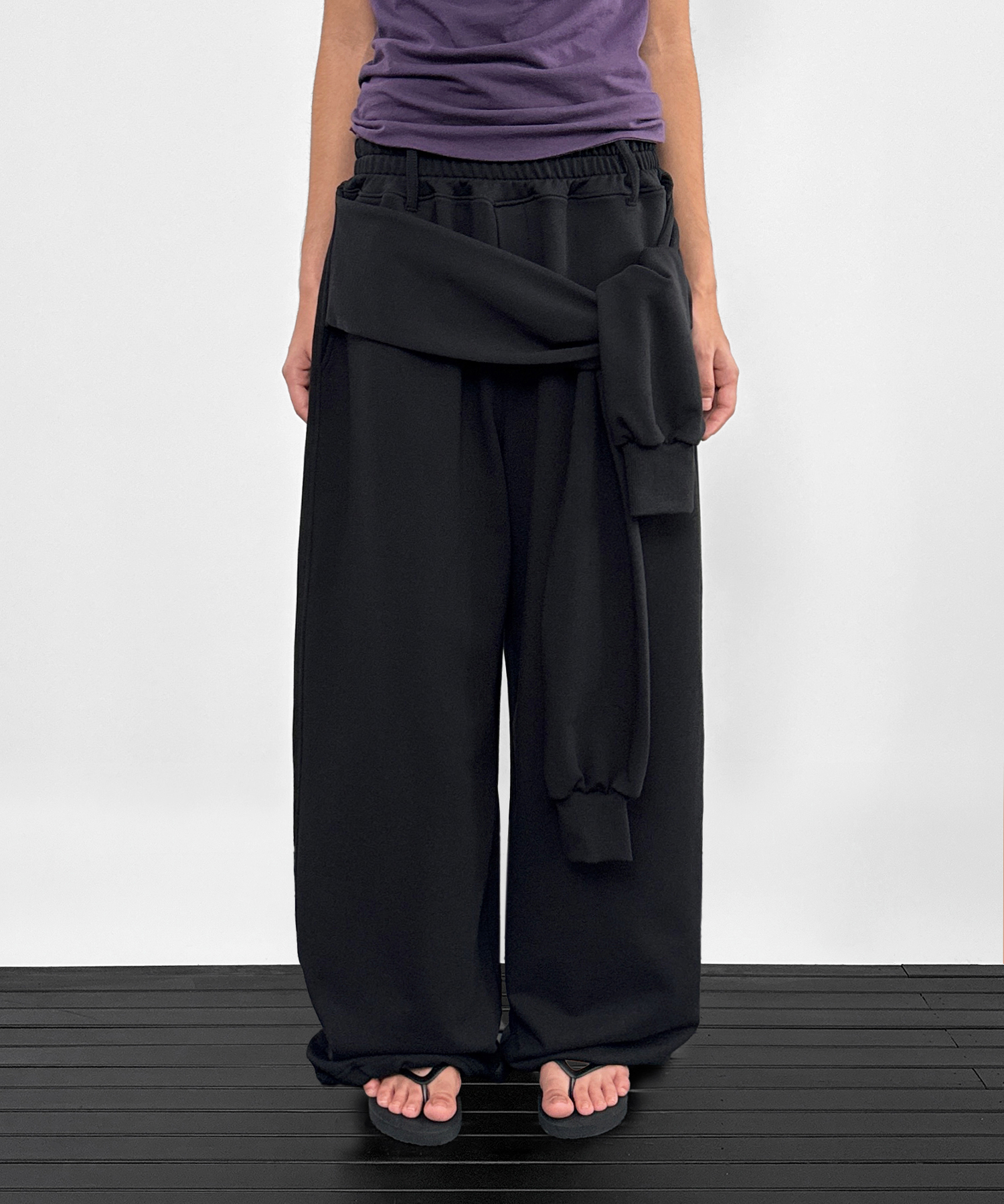Tied sweat pants_Black