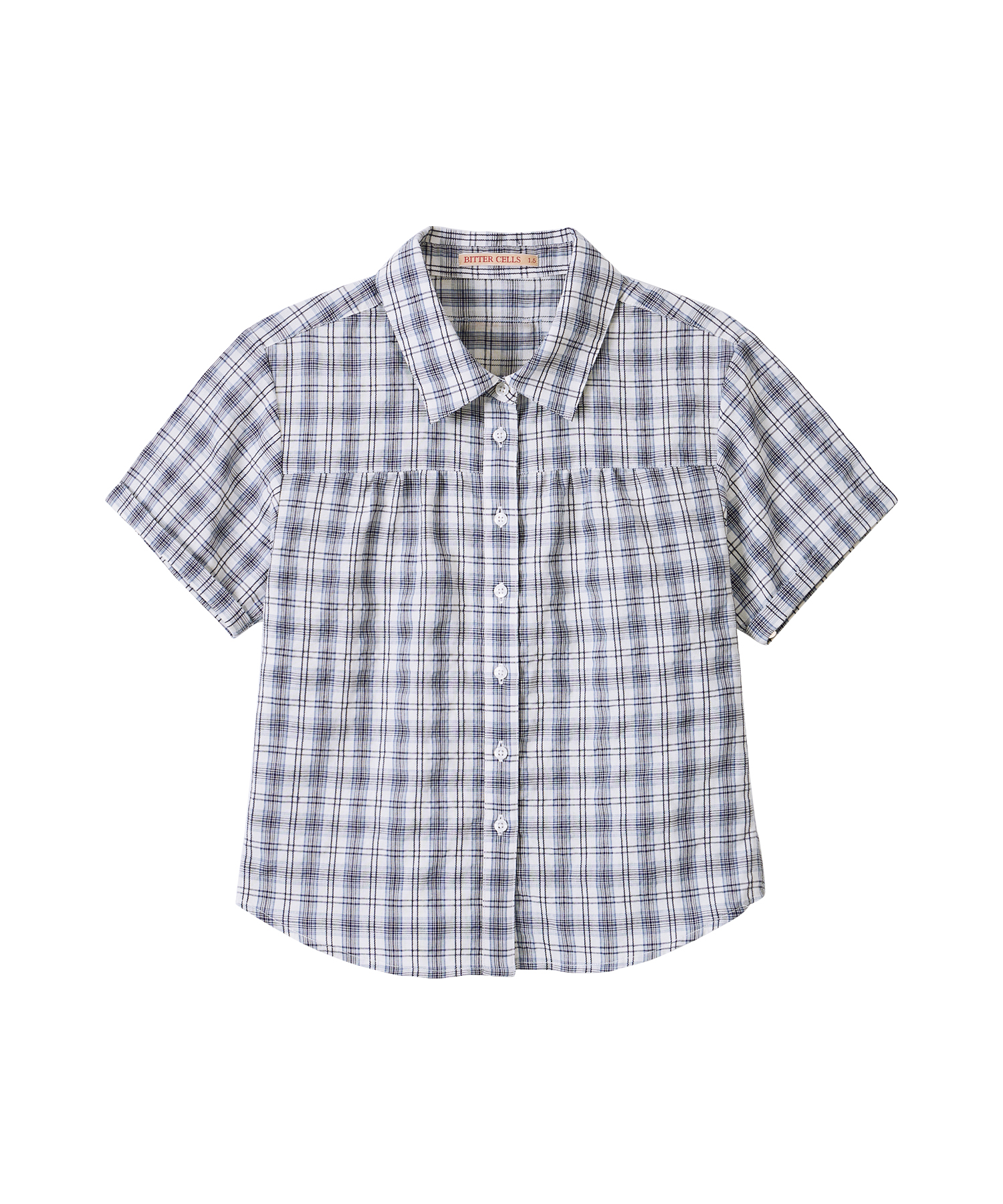 Elodie Half Check Shirt-Blue